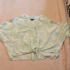 Women’s Cute Green & White tie up shirt